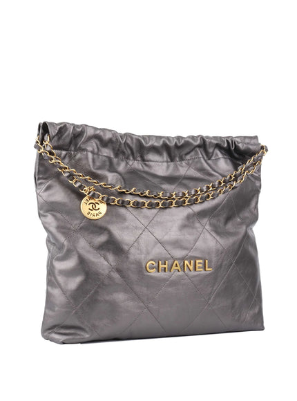 Chanel 22 Small Hobo Bag in Dark Grey Quilted Leather