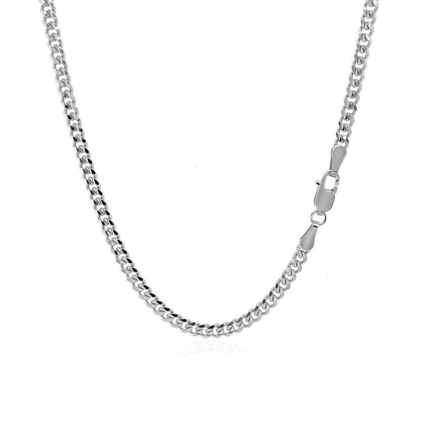 3.0mm 14K White Gold Gourmette Chain - Ellie Belle