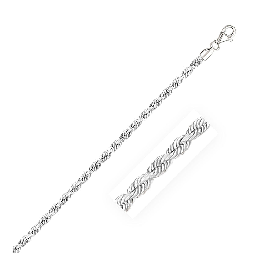 3.0mm 14k White Gold Solid Diamond Cut Rope Bracelet - Ellie Belle