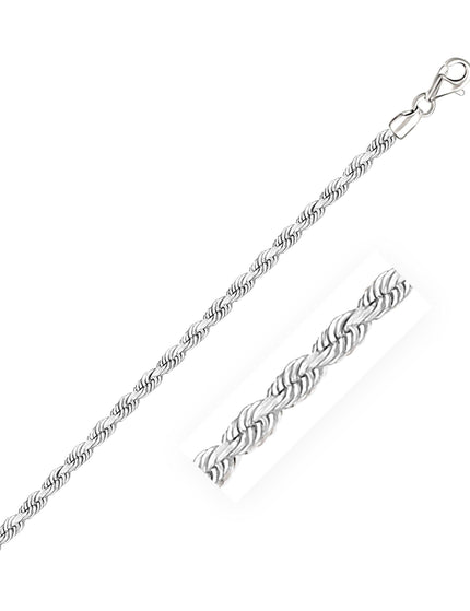 3.0mm 14k White Gold Solid Diamond Cut Rope Chain - Ellie Belle