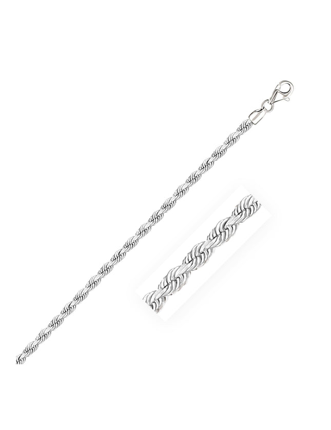3.0mm 14k White Gold Solid Diamond Cut Rope Chain - Ellie Belle