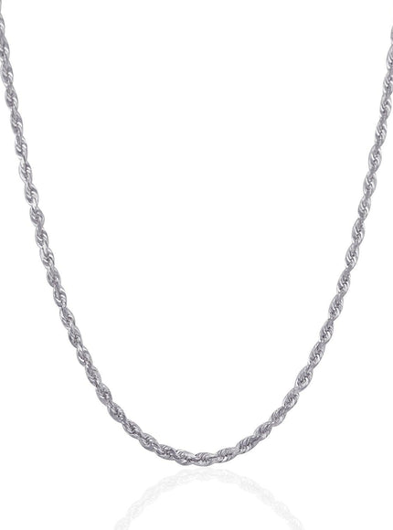 3.0mm 14k White Gold Solid Diamond Cut Rope Chain - Ellie Belle