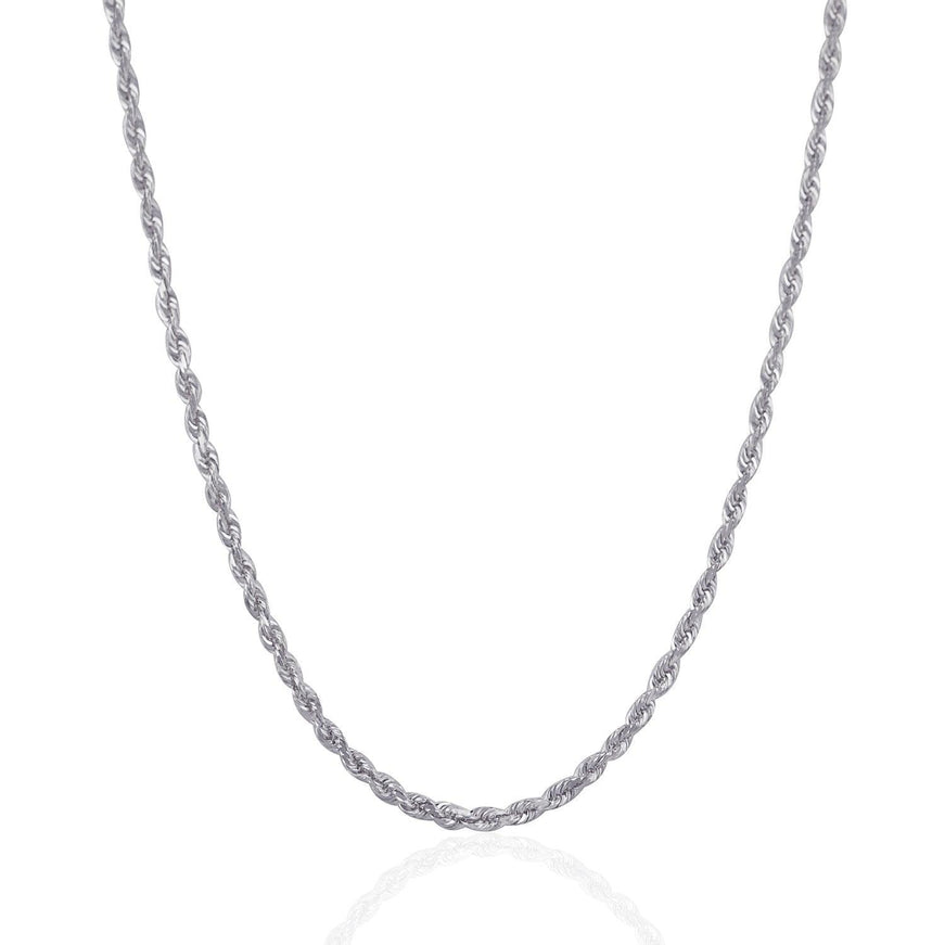 3.0mm 14k White Gold Solid Diamond Cut Rope Chain - Ellie Belle