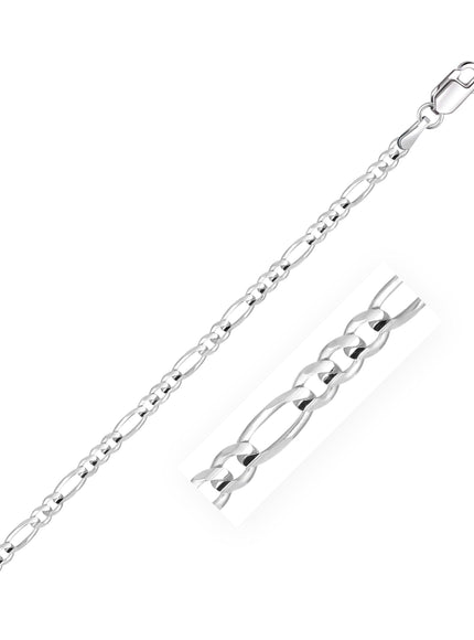 3.0mm 14k White Gold Solid Figaro Chain - Ellie Belle