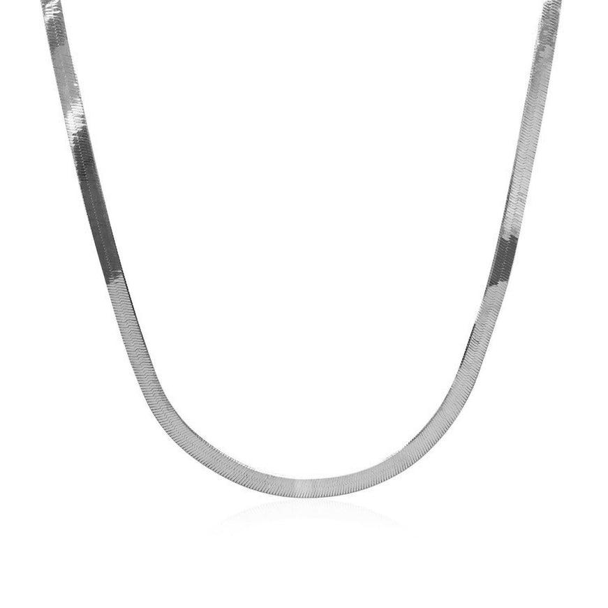 3.0mm 14k White Gold Super Flex Herringbone Chain - Ellie Belle