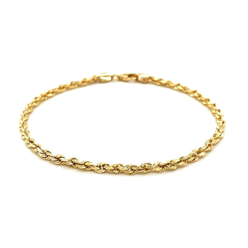 3.0mm 14k Yellow Gold Solid Diamond Cut Rope Bracelet - Ellie Belle