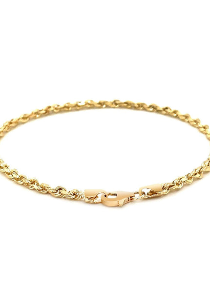 3.0mm 14k Yellow Gold Solid Diamond Cut Rope Bracelet - Ellie Belle