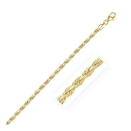 3.0mm 14k Yellow Gold Solid Diamond Cut Rope Chain - Ellie Belle
