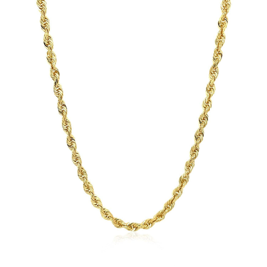 3.0mm 14k Yellow Gold Solid Diamond Cut Rope Chain - Ellie Belle