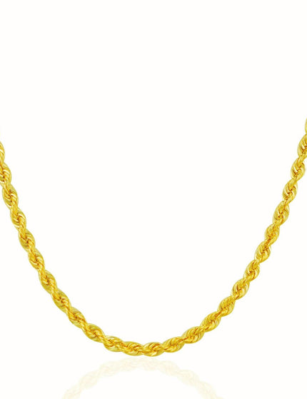 3.0mm 14k Yellow Gold Solid Rope Chain - Ellie Belle