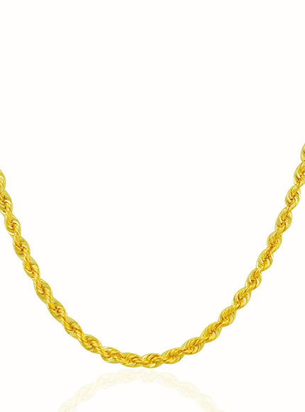 3.0mm 14k Yellow Gold Solid Rope Chain - Ellie Belle