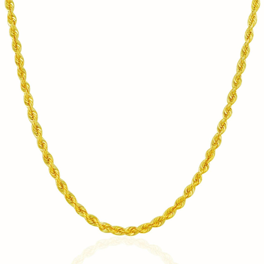 3.0mm 14k Yellow Gold Solid Rope Chain - Ellie Belle