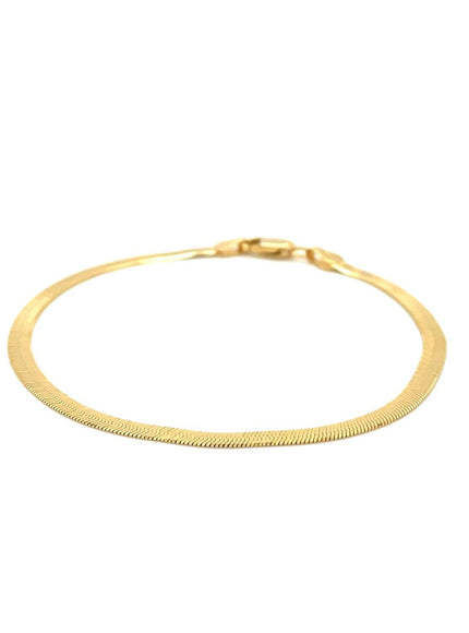 3.0mm 14k Yellow Gold Super Flex Herringbone Bracelet - Ellie Belle