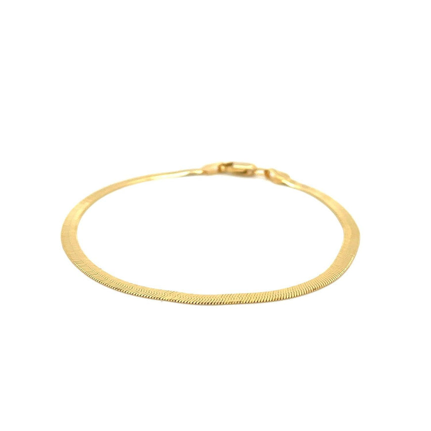 3.0mm 14k Yellow Gold Super Flex Herringbone Bracelet - Ellie Belle