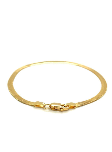 3.0mm 14k Yellow Gold Super Flex Herringbone Bracelet - Ellie Belle