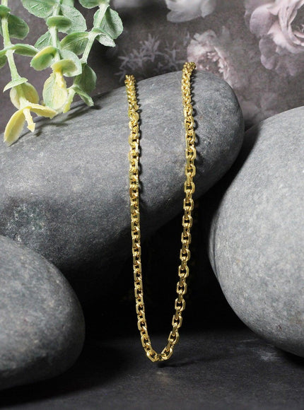 3.1mm 14k Yellow Gold Diamond Cut Cable Link Chain - Ellie Belle