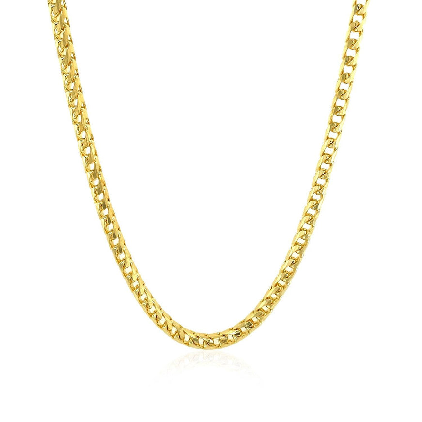 3.1mm 14k Yellow Solid Gold Diamond Cut Round Franco Chain - Ellie Belle