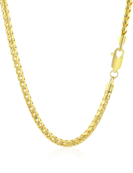 3.1mm 14k Yellow Solid Gold Diamond Cut Round Franco Chain - Ellie Belle