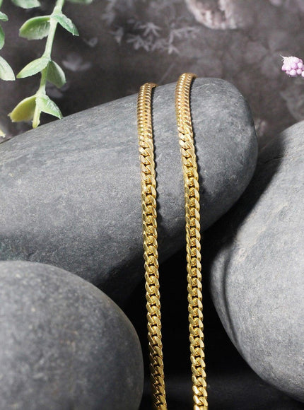 3.2mm 10k Yellow Gold Classic Solid Miami Cuban Chain - Ellie Belle