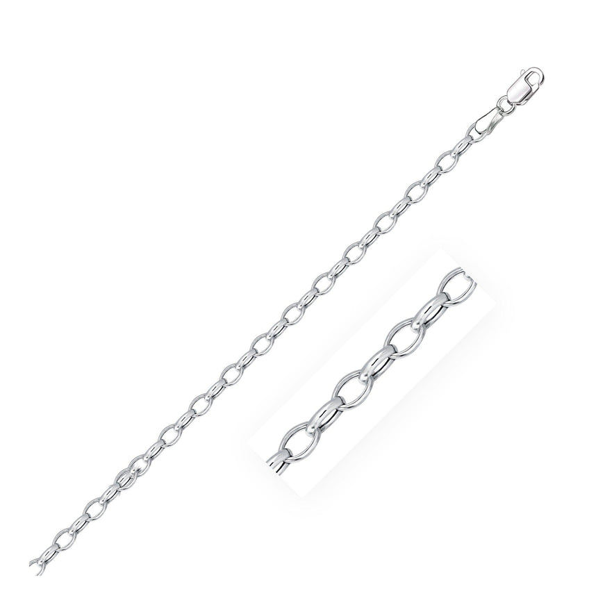 3.2mm 14k White Gold Oval Rolo Bracelet - Ellie Belle