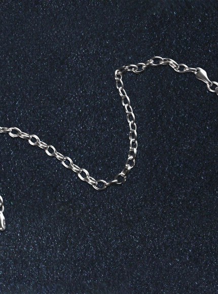 3.2mm 14k White Gold Oval Rolo Bracelet - Ellie Belle