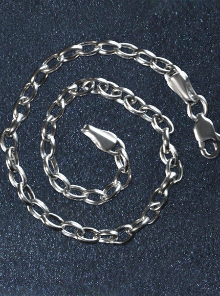 3.2mm 14k White Gold Oval Rolo Bracelet - Ellie Belle