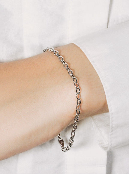 3.2mm 14k White Gold Oval Rolo Bracelet - Ellie Belle