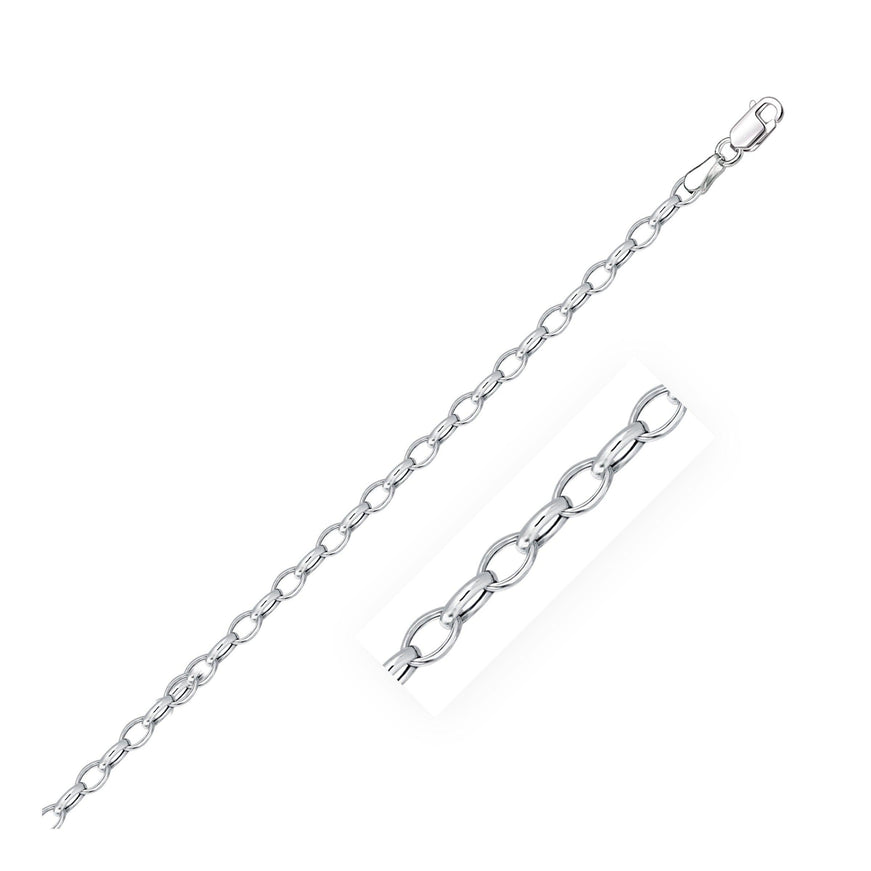 3.2mm 14k White Gold Oval Rolo Chain - Ellie Belle