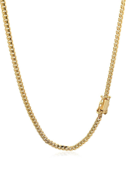 3.2mm 14k Yellow Gold Classic Solid Miami Cuban Chain - Ellie Belle