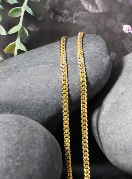 3.2mm 14k Yellow Gold Classic Solid Miami Cuban Chain - Ellie Belle