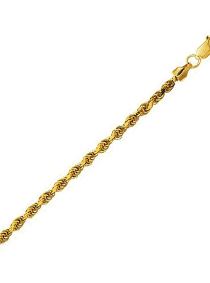 3.2mm 14K Yellow Gold Hollow Diamond Cut Rope Chain - Ellie Belle