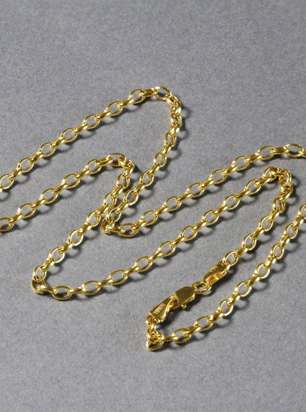 3.2mm 14k Yellow Gold Oval Rolo Chain - Ellie Belle