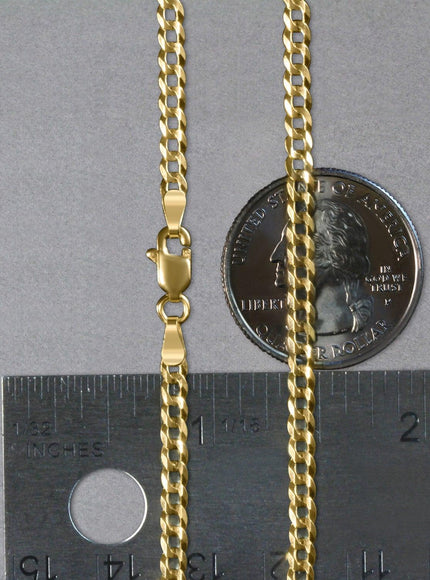 3.2mm 14k Yellow Gold Solid Curb Chain - Ellie Belle