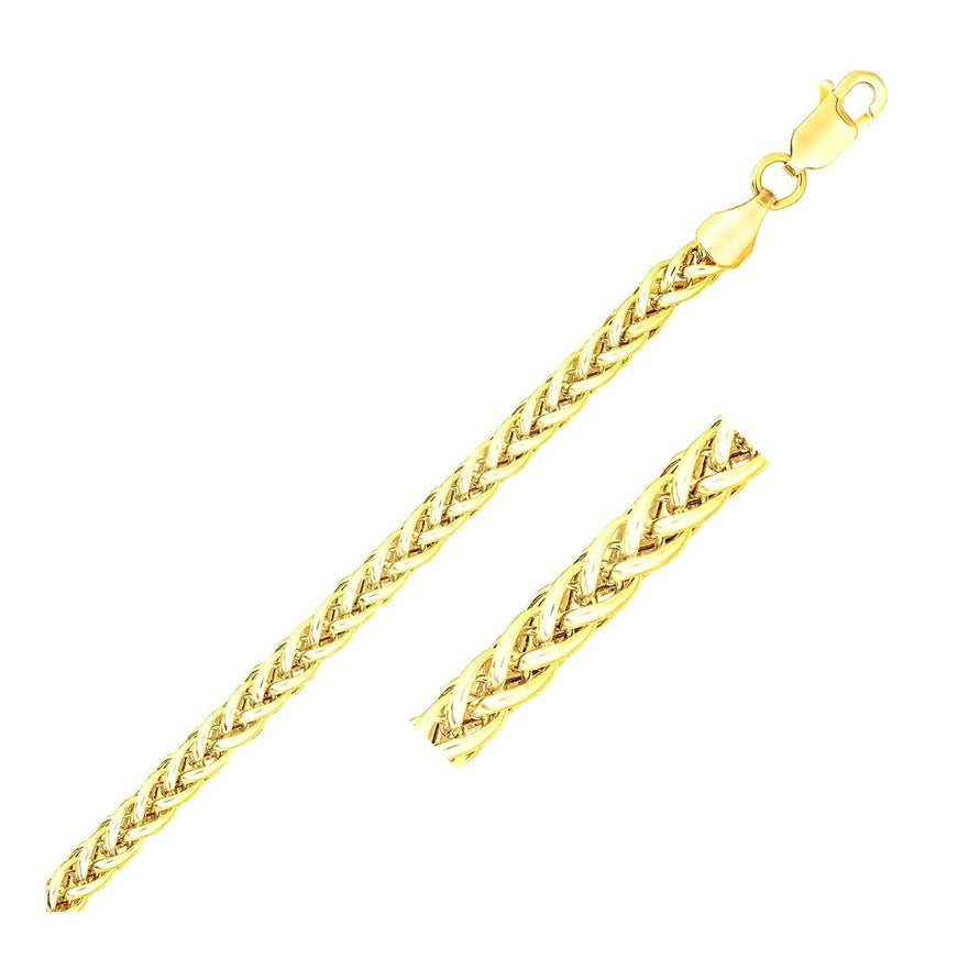 3.3mm 14k Yellow Gold Light Weight Wheat Bracelet - Ellie Belle