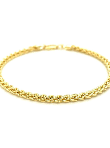 3.3mm 14k Yellow Gold Light Weight Wheat Bracelet - Ellie Belle