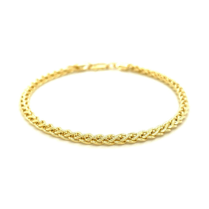 3.3mm 14k Yellow Gold Light Weight Wheat Bracelet - Ellie Belle