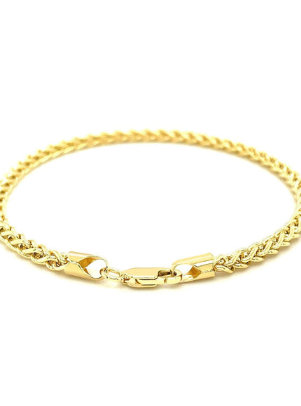 3.3mm 14k Yellow Gold Light Weight Wheat Bracelet - Ellie Belle