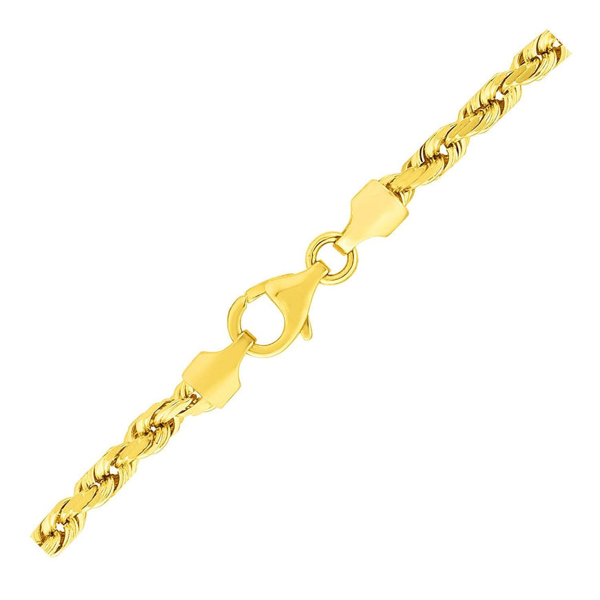 3.5mm 10k Yellow Gold Solid Diamond Cut Rope Bracelet - Ellie Belle