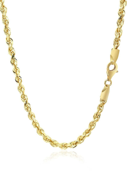 3.5mm 10k Yellow Gold Solid Diamond Cut Rope Chain - Ellie Belle