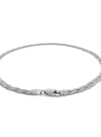 3.5mm 14k White Gold Braided Bracelet - Ellie Belle