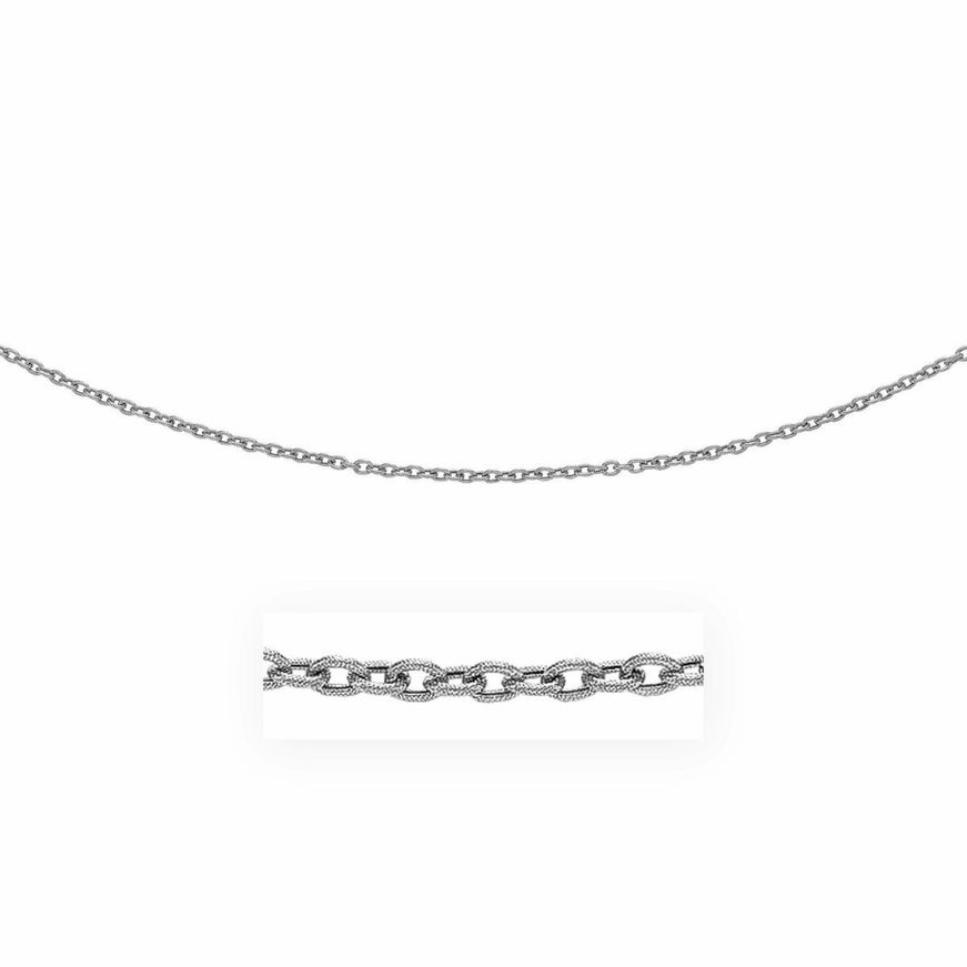 3.5mm 14k White Gold Pendant Chain with Textured Links - Ellie Belle