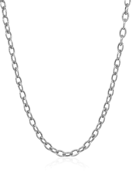 3.5mm 14k White Gold Pendant Chain with Textured Links - Ellie Belle