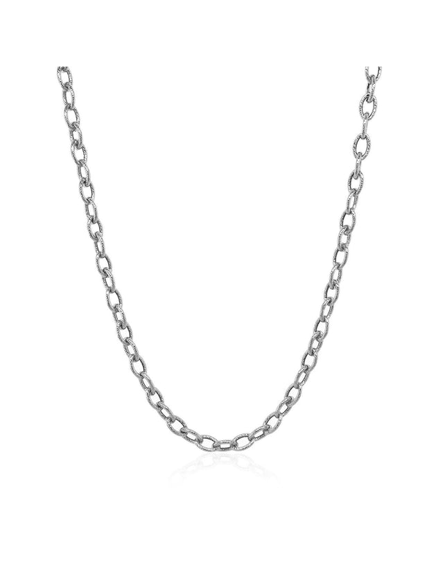 3.5mm 14k White Gold Pendant Chain with Textured Links - Ellie Belle