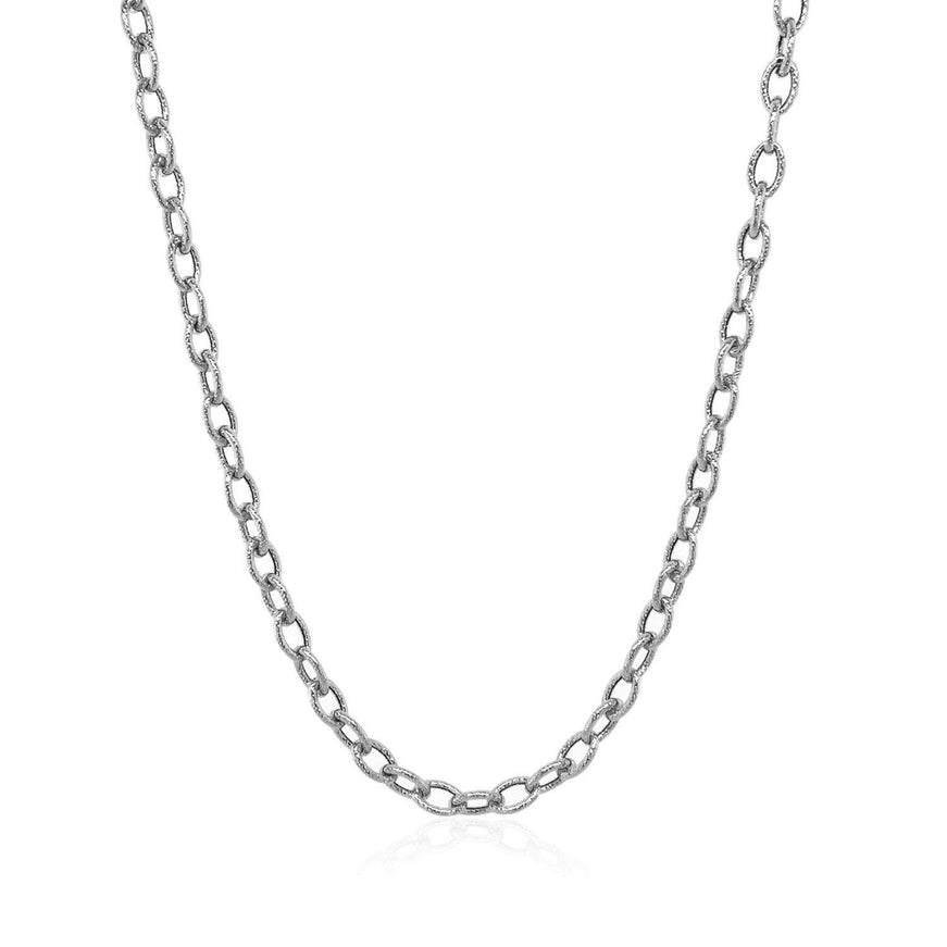 3.5mm 14k White Gold Pendant Chain with Textured Links - Ellie Belle