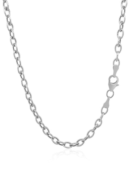3.5mm 14k White Gold Pendant Chain with Textured Links - Ellie Belle