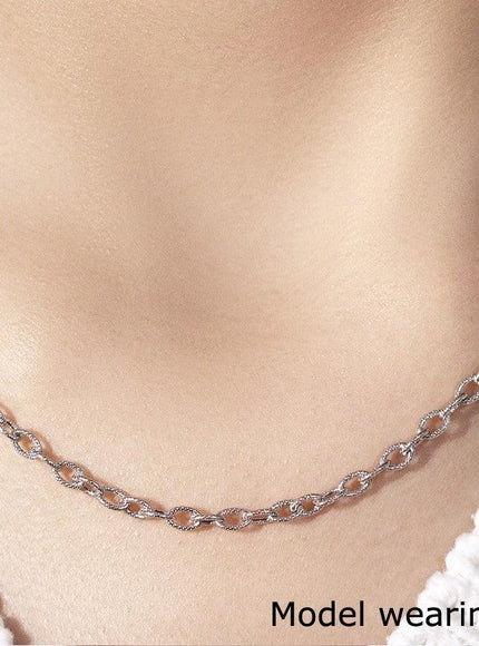 3.5mm 14k White Gold Pendant Chain with Textured Links - Ellie Belle