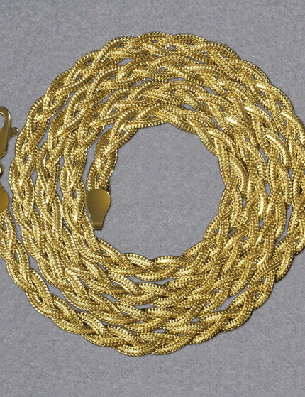 3.5mm 14k Yellow Gold Braided Chain - Ellie Belle
