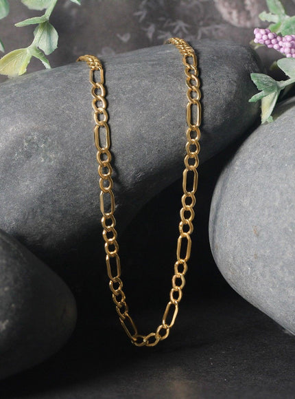 3.5mm 14k Yellow Gold Lite Figaro Chain - Ellie Belle