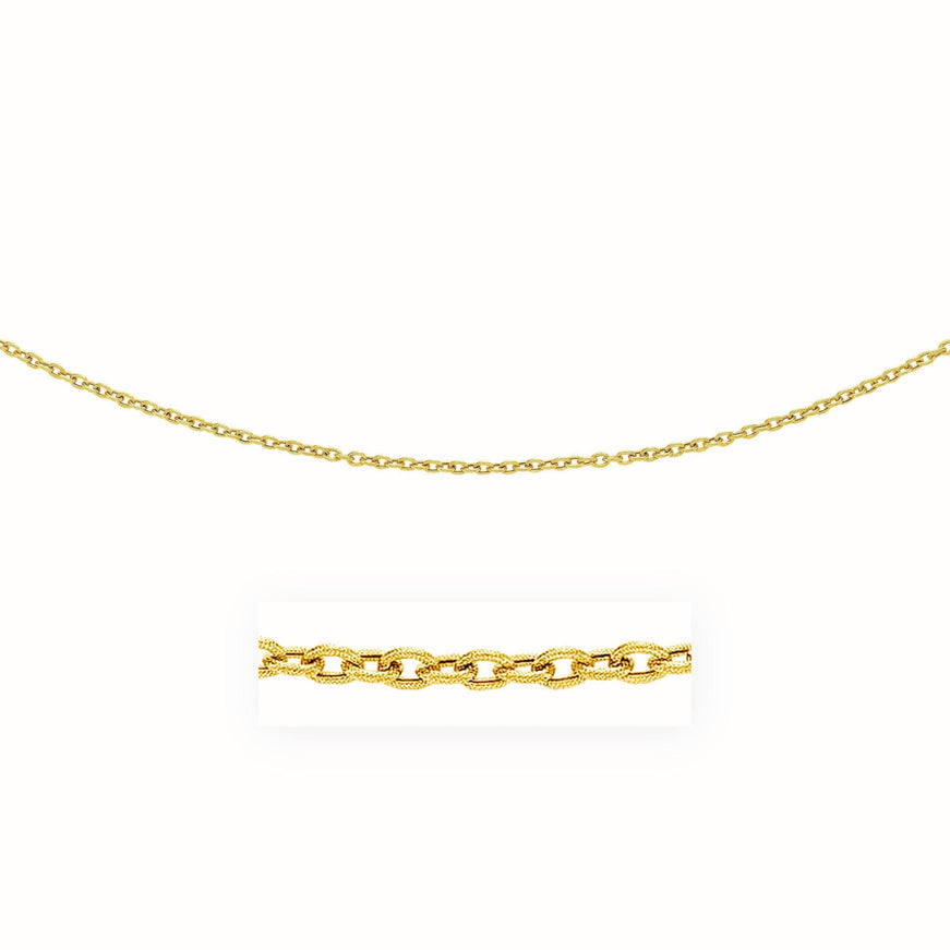 3.5mm 14k Yellow Gold Pendant Chain with Textured Links - Ellie Belle