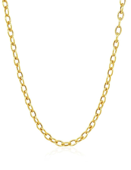 3.5mm 14k Yellow Gold Pendant Chain with Textured Links - Ellie Belle
